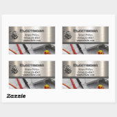 Sticker Rectangulaire Carte de visite d'électricien de main de métal (Feuille)