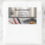 Sticker Rectangulaire Carte de visite d'électricien de main de métal (Sac)