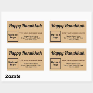 Sticker Rectangulaire Carte de vœux de Hanukkah pour entreprise sur fond
