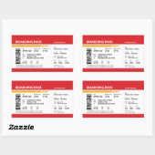 Sticker Rectangulaire Carte d'embarquement - Rouge (Feuille)