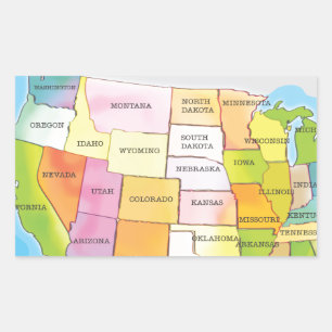 Sticker Rectangulaire Carte des États-Unis