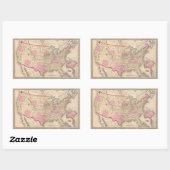 Sticker Rectangulaire Carte des États-Unis 5 (Feuille)