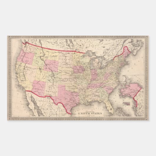 Sticker Rectangulaire Carte des États-Unis 5 (Devant)
