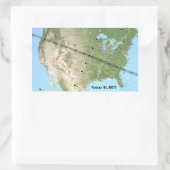 Sticker Rectangulaire Carte du chemin d'Eclipse solaire 2017 (Sac)