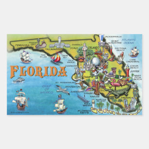 Sticker Rectangulaire Carte du dessin animé en Floride