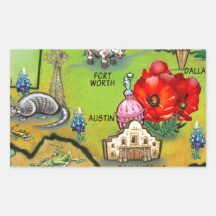 Sticker Rectangulaire Carte du dessin animé Georgetown Texas