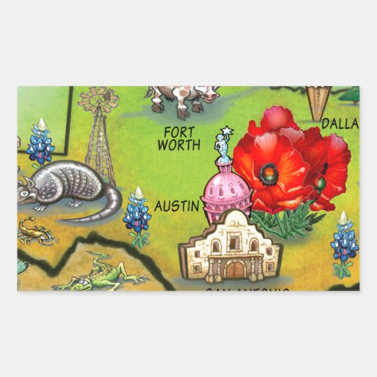 Sticker Rectangulaire Carte du dessin animé Georgetown Texas (Devant)