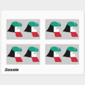 Sticker Rectangulaire Carte du Drapeau du Koweït 4 (double) (Feuille)