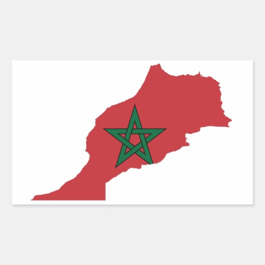 Sticker Rectangulaire Carte du drapeau du Maroc FOUR (Devant)
