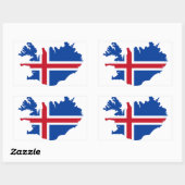Sticker Rectangulaire Carte du drapeau islandais IS Ísland (Feuille)