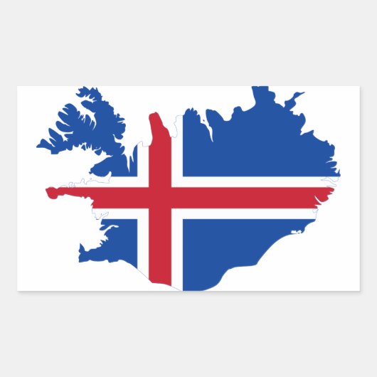 Sticker Rectangulaire Carte du drapeau islandais IS Ísland (Devant)