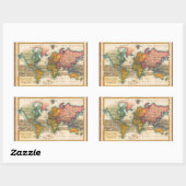 Sticker Rectangulaire Carte du monde 1700s Antique Continents (Feuille)