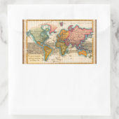 Sticker Rectangulaire Carte du monde 1700s Antique Continents (Sac)