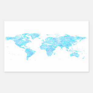 Sticker Rectangulaire Carte du monde abstraite moderne