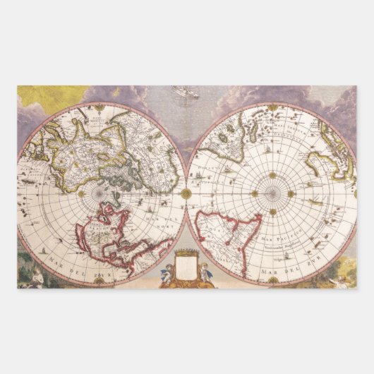 Sticker Rectangulaire Carte du monde antique (Devant)