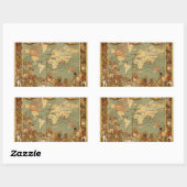 Sticker Rectangulaire Carte du monde Antique 1886 Illustré (Feuille)