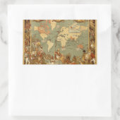 Sticker Rectangulaire Carte du monde Antique 1886 Illustré (Sac)