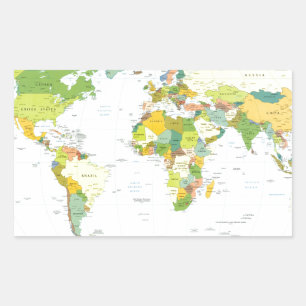 Sticker Rectangulaire Carte du monde Atlas Poster Politique : Décoration