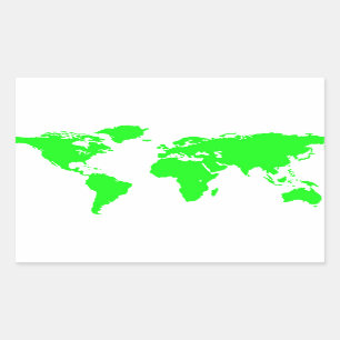Sticker Rectangulaire Carte du monde blanc vert