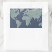 Sticker Rectangulaire Carte du monde du lin bleu (Sac)