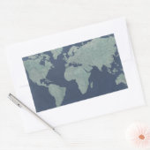 Sticker Rectangulaire Carte du monde du lin bleu (Enveloppe)