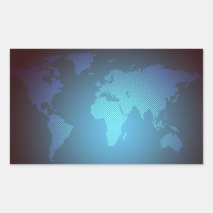 Sticker Rectangulaire Carte du monde en points numériques avec dégradé a