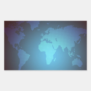 Sticker Rectangulaire Carte du monde en points numériques avec dégradé a