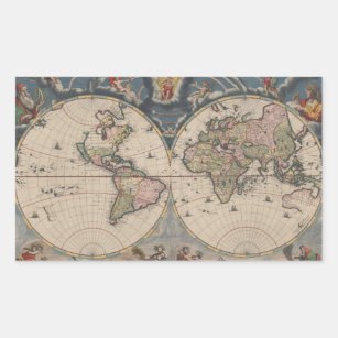Sticker Rectangulaire Carte du monde Globe Travel Antique