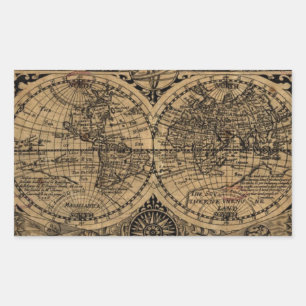 Sticker Rectangulaire Carte du Vieux Monde