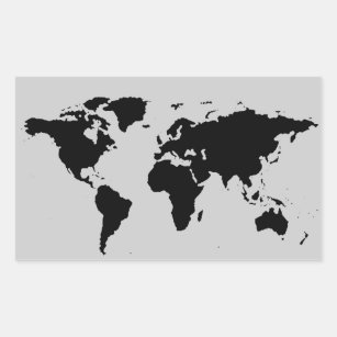 Sticker Rectangulaire carte graphique noire du monde
