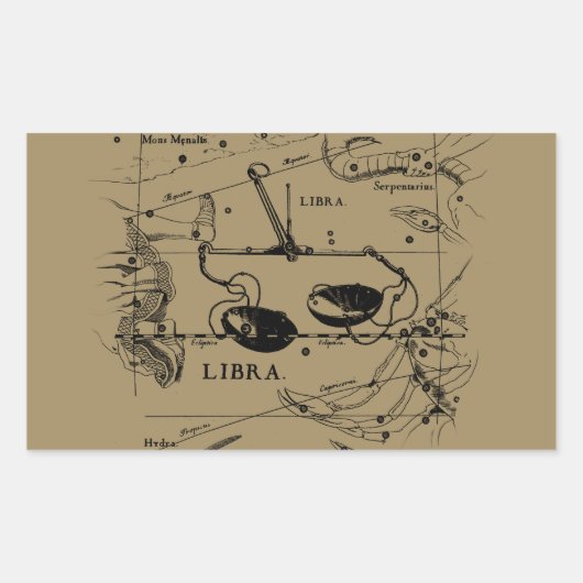 Sticker Rectangulaire Carte Libra Constellation Hevelius 1690 Décor (Devant)