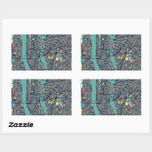 Sticker Rectangulaire Carte Manhattan New York (Feuille)