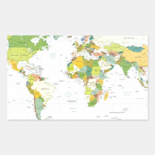 Sticker Rectangulaire Carte mondiale Globe Pays Atlas (Devant)