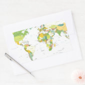 Sticker Rectangulaire Carte mondiale Globe Pays Atlas (Enveloppe)