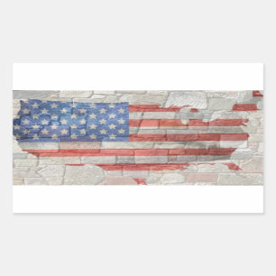 Sticker Rectangulaire Carte Patriotique vintage Américaine Drapeau Sur M