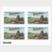Sticker Rectangulaire Carte postale de Kumamoto (Feuille)