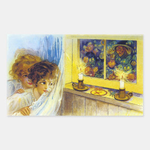 Sticker Rectangulaire Carte postale Halloween vintage