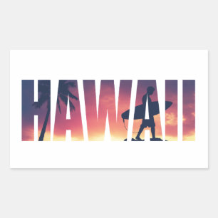 Sticker Rectangulaire Carte postale Hawaii filtrée vintage