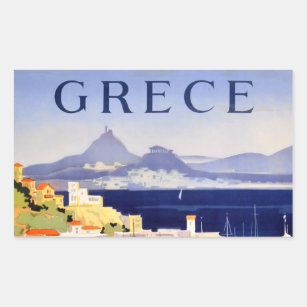 Sticker Rectangulaire Carte postale Vintage Athènes Grèce
