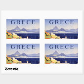 Sticker Rectangulaire Carte postale Vintage Athènes Grèce (Feuille)