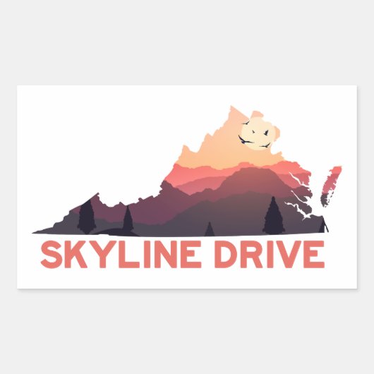 Sticker Rectangulaire Carte Skyline Drive Shenandoah Virginia (Devant)