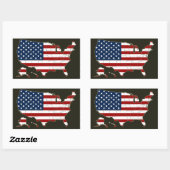 Sticker Rectangulaire Carte USA avec drapeau américain (Feuille)