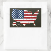 Sticker Rectangulaire Carte USA avec drapeau américain (Sac)