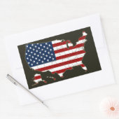 Sticker Rectangulaire Carte USA avec drapeau américain (Enveloppe)