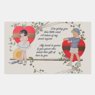 Sticker Rectangulaire Cartes de la Saint-Valentin victoriennes antiques