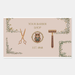 Sticker Rectangulaire Cartes de visite de salon de coiffure vintage