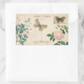 Sticker Rectangulaire Cartes postales vintages Rose & Papillon (Sac)