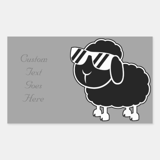Sticker Rectangulaire Cartographie de mouton noir mignon (Devant)