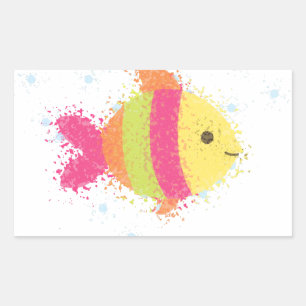 Sticker Rectangulaire Carton de poisson mignon