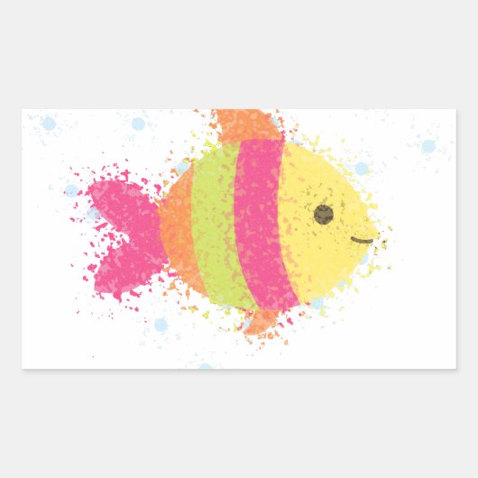 Sticker Rectangulaire Carton de poisson mignon (Devant)